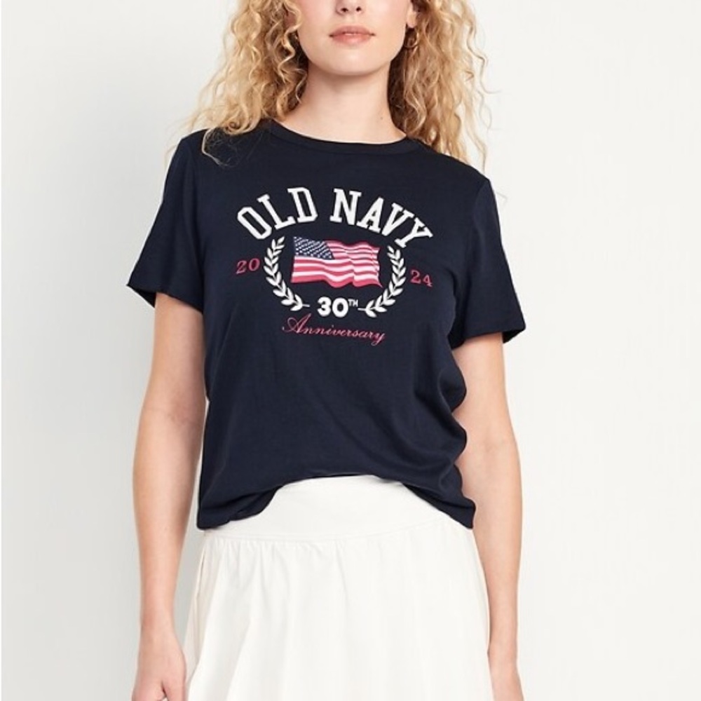 Old Navy 2024 30th anniversary flag shirt navy blue‎ size small
